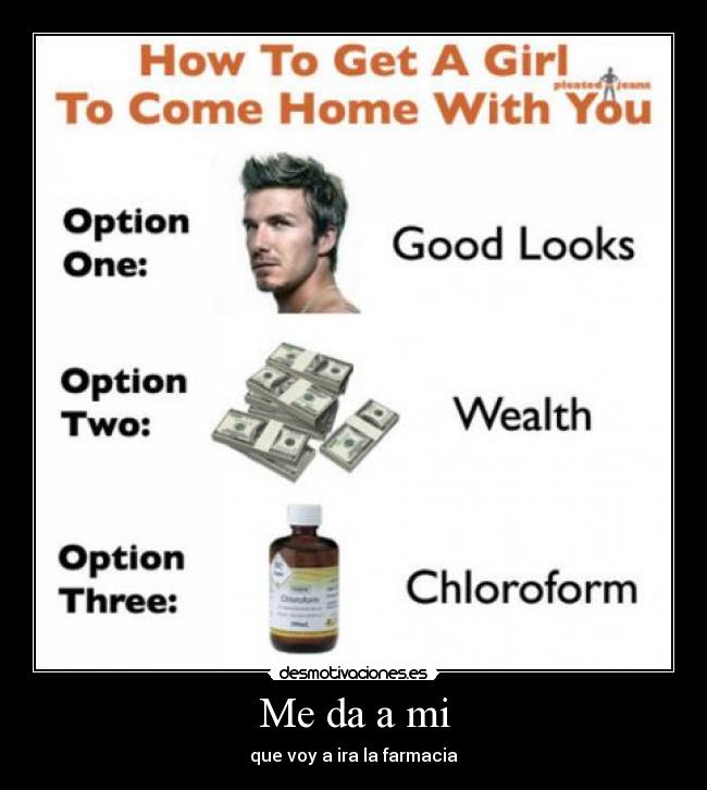 Me da a mi - que voy a ira la farmacia