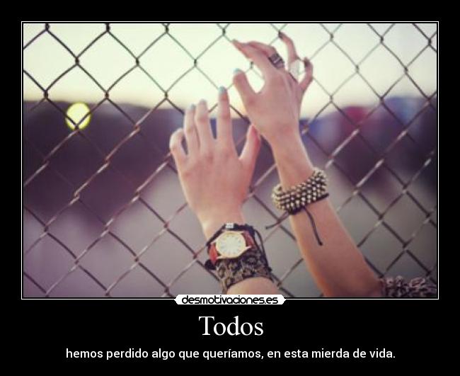 Todos - hemos perdido algo que queríamos, en esta mierda de vida.
