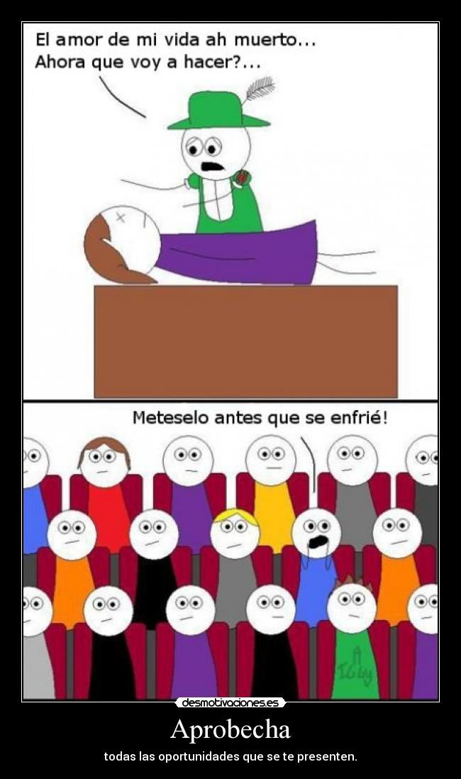 Aprobecha - todas las oportunidades que se te presenten.