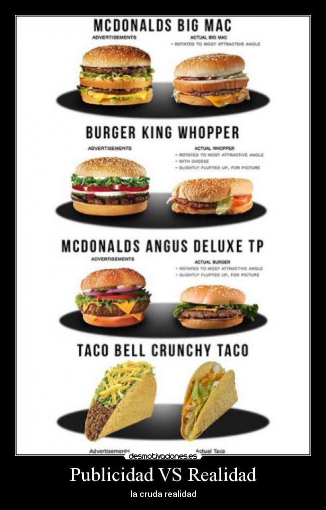 Publicidad VS Realidad - la cruda realidad