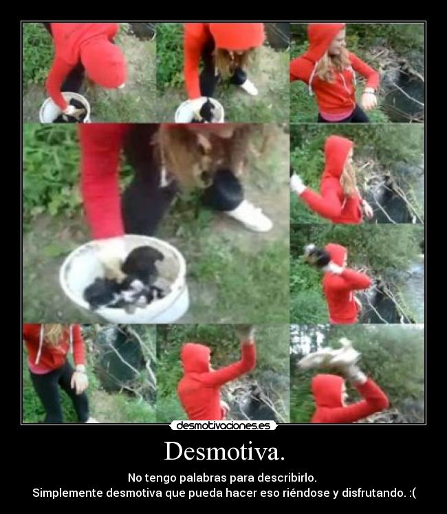 Desmotiva. - No tengo palabras para describirlo.
Simplemente desmotiva que pueda hacer eso riéndose y disfrutando. :(