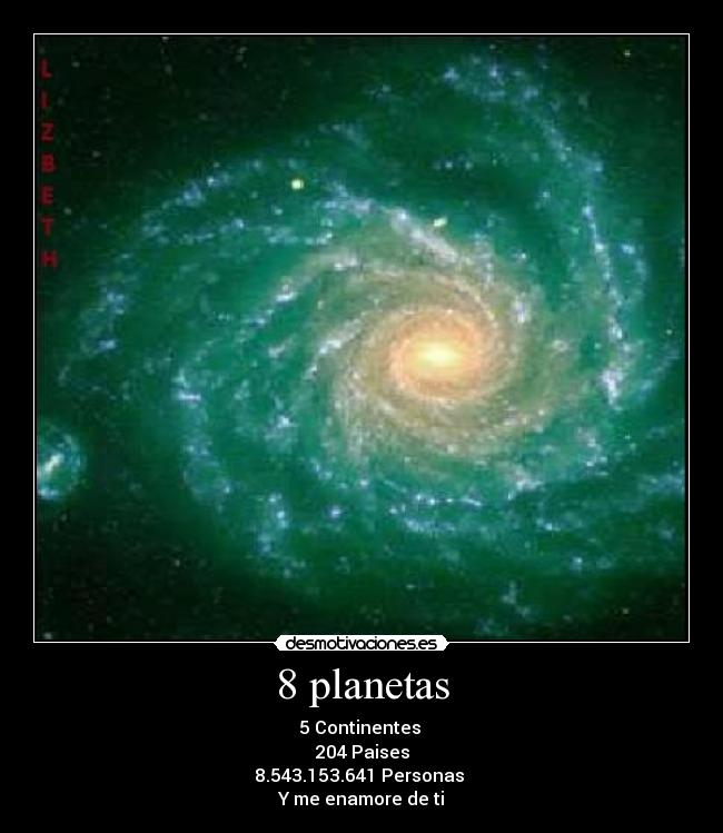 8 planetas - 5 Continentes
204 Paises
8.543.153.641 Personas
Y me enamore de ti