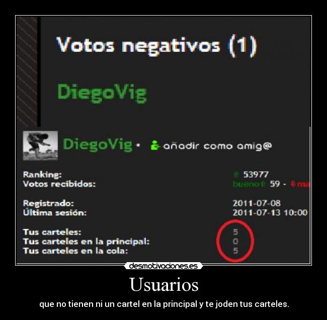 Usuarios - que no tienen ni un cartel en la principal y te joden tus carteles.