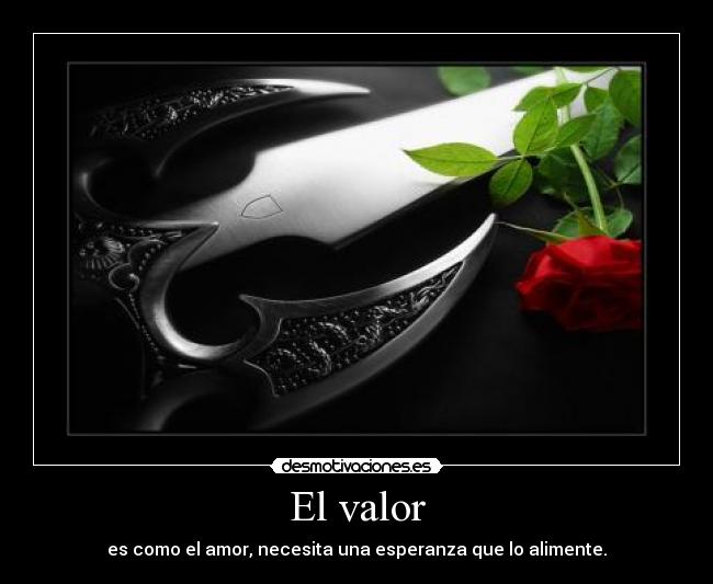 El valor - es como el amor, necesita una esperanza que lo alimente.