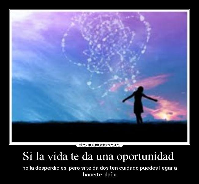 Si la vida te da una oportunidad - no la desperdicies, pero si te da dos ten cuidado puedes llegar a hacerte daño