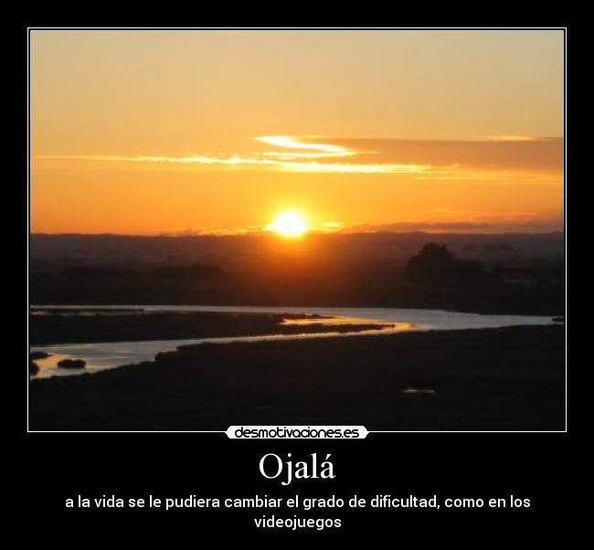 Ojalá - a la vida se le pudiera cambiar el grado de dificultad, como en los videojuegos