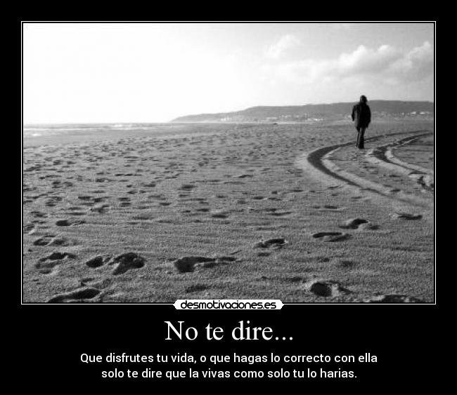 No te dire... - Que disfrutes tu vida, o que hagas lo correcto con ella
solo te dire que la vivas como solo tu lo harias.