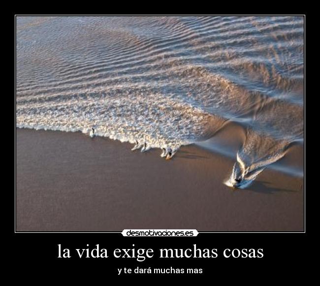 la vida exige muchas cosas - y te dará muchas mas