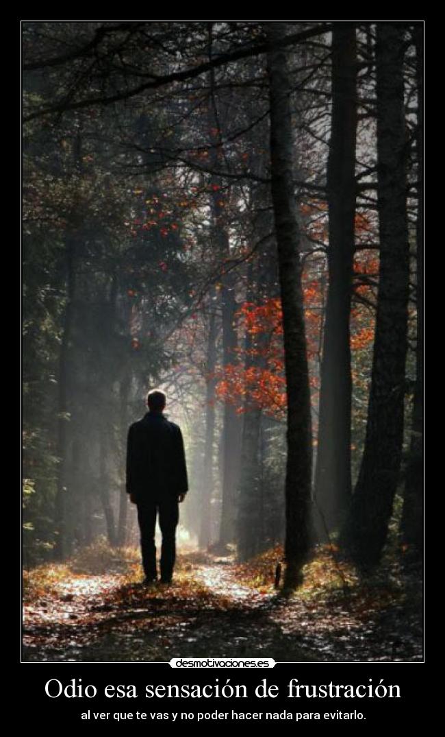 Odio esa sensación de frustración - al ver que te vas y no poder hacer nada para evitarlo.
