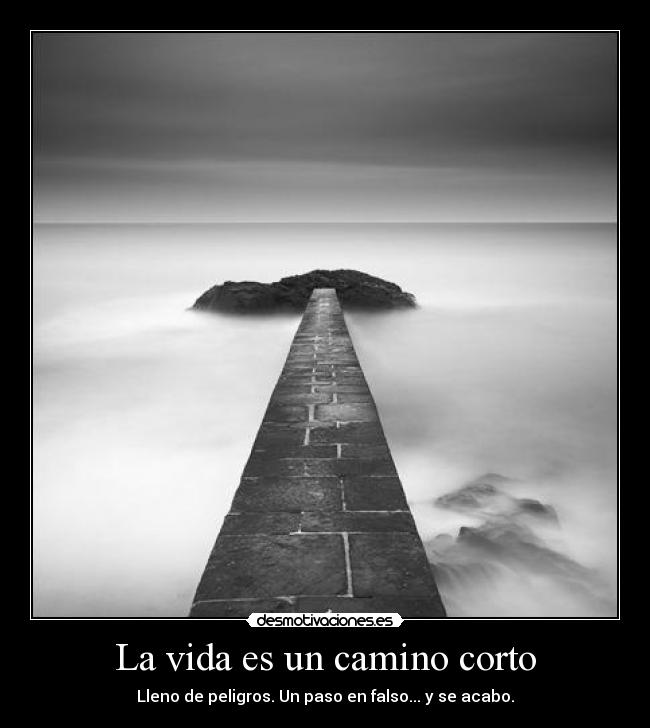 La vida es un camino corto - Lleno de peligros. Un paso en falso... y se acabo.