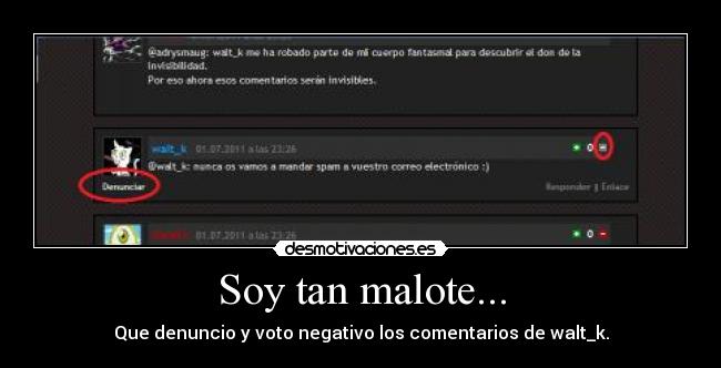 Soy tan malote... - Que denuncio y voto negativo los comentarios de walt_k.