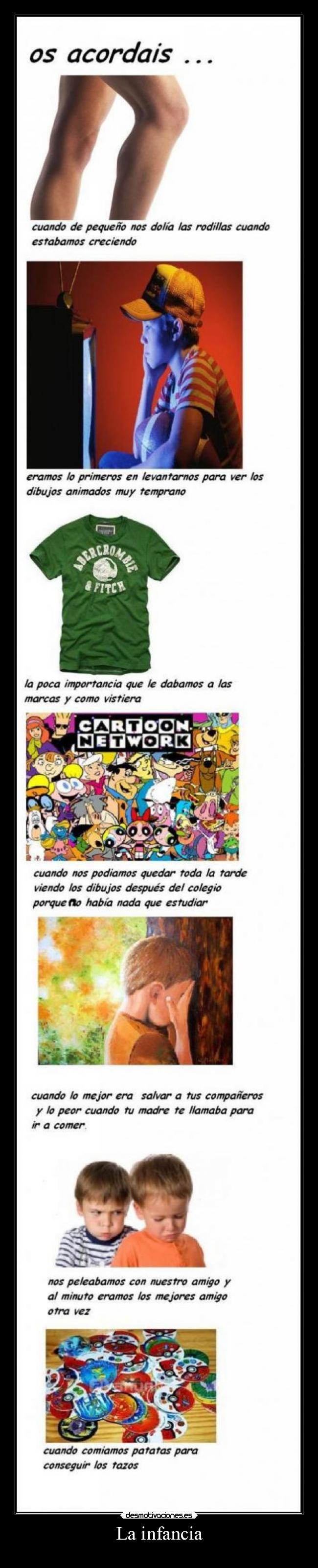 carteles infancia rodilla tazos infancia tele dibujos ninos escondite desmotivaciones