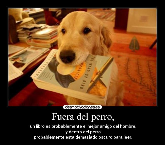 Fuera del perro, - un libro es probablemente el mejor amigo del hombre,
y dentro del perro
probablemente esta demasiado oscuro para leer.