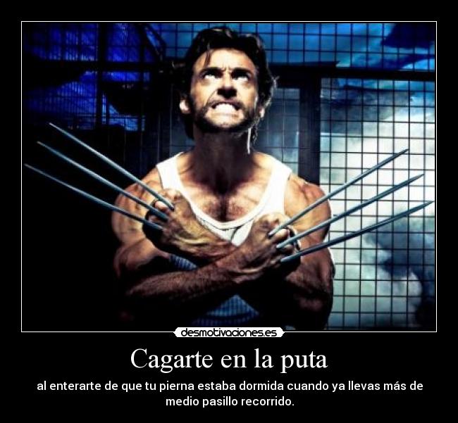 Cagarte en la puta - al enterarte de que tu pierna estaba dormida cuando ya llevas más de
medio pasillo recorrido.