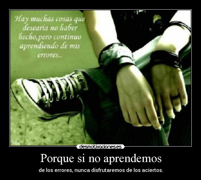 Porque si no aprendemos - de los errores, nunca disfrutaremos de los aciertos.