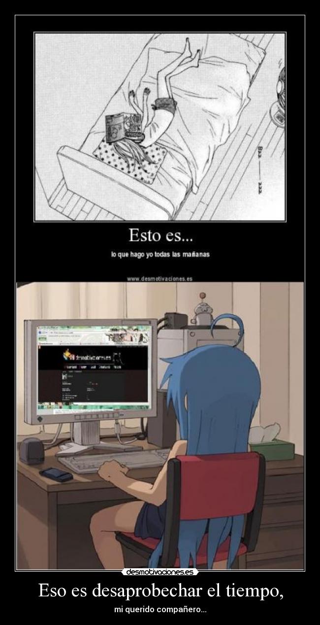 carteles konata anime manga desmotivaciones perder tiempo bago dormir ordenador desperdiciar desmotivaciones