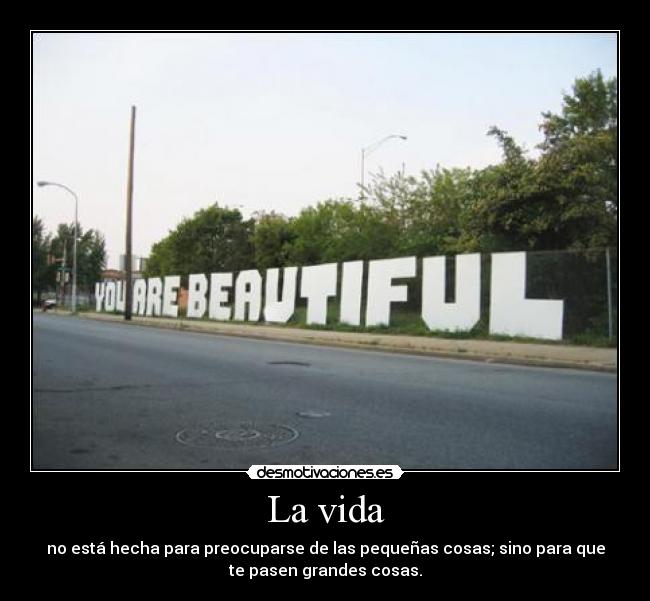 La vida - no está hecha para preocuparse de las pequeñas cosas; sino para que
te pasen grandes cosas.