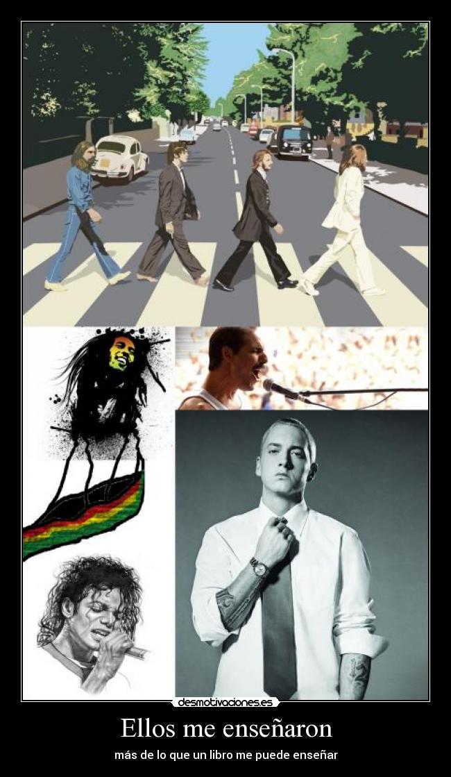 carteles eminem michaeljackson freddy mercury bob marley beatles paul john ringo george desmotivaciones