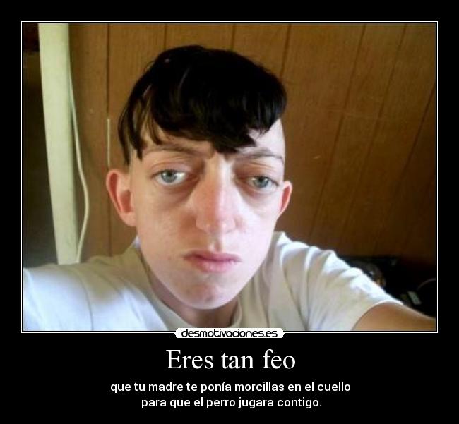 Eres tan feo - que tu madre te ponía morcillas en el cuello
para que el perro jugara contigo.