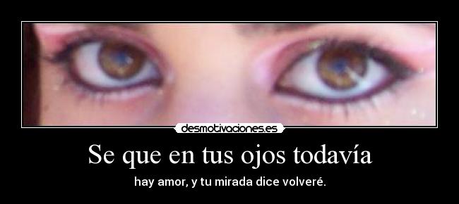 Se que en tus ojos todavía - hay amor, y tu mirada dice volveré.