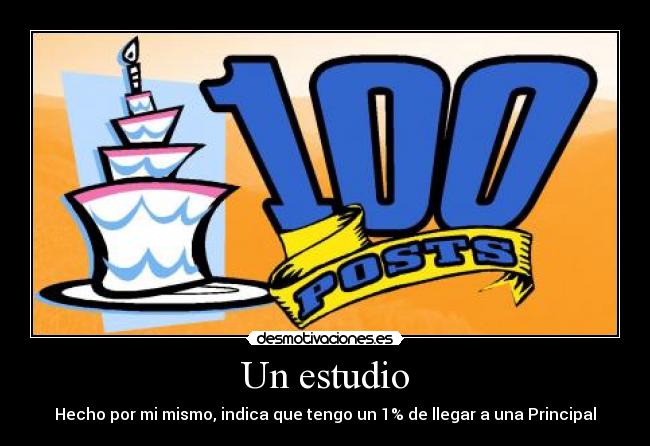 Un estudio - Hecho por mi mismo, indica que tengo un 1% de llegar a una Principal