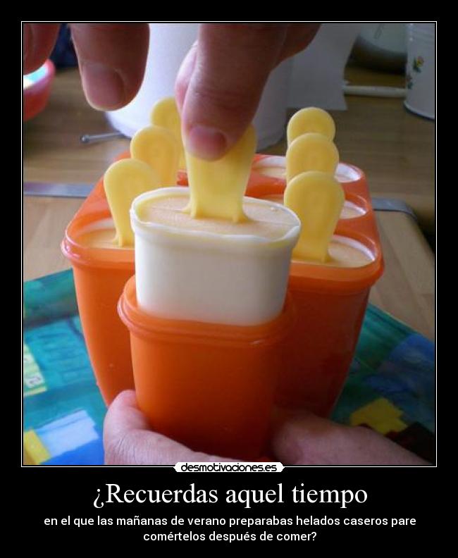 ¿Recuerdas aquel tiempo - en el que las mañanas de verano preparabas helados caseros pare
comértelos después de comer?