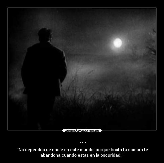 ... - No dependas de nadie en este mundo, porque hasta tu sombra te
abandona cuando estás en la oscuridad..
