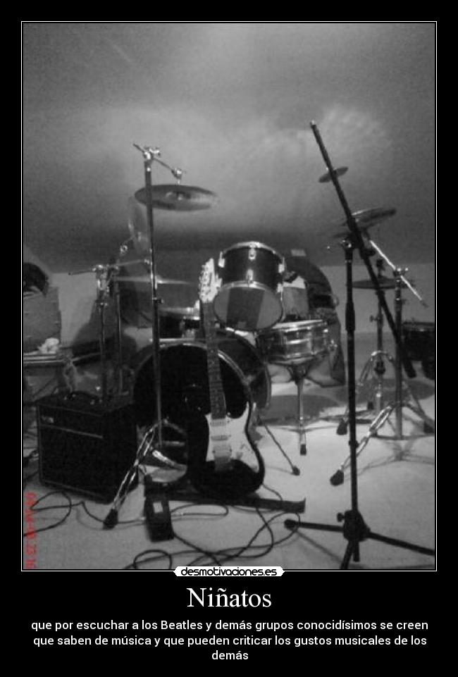 Niñatos - que por escuchar a los Beatles y demás grupos conocidísimos se creen
que saben de música y que pueden criticar los gustos musicales de los
demás
