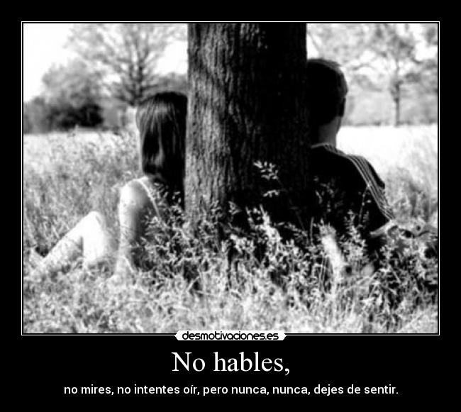 No hables, - no mires, no intentes oír, pero nunca, nunca, dejes de sentir.