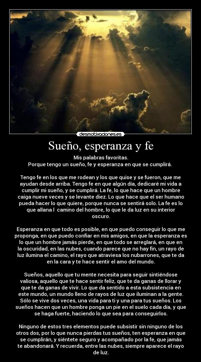 Sueño, esperanza y fe - 