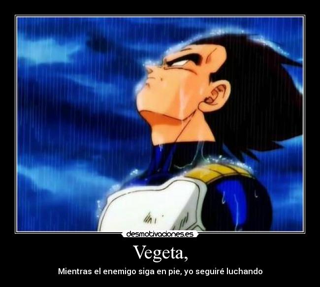 Vegeta, - Mientras el enemigo siga en pie, yo seguiré luchando