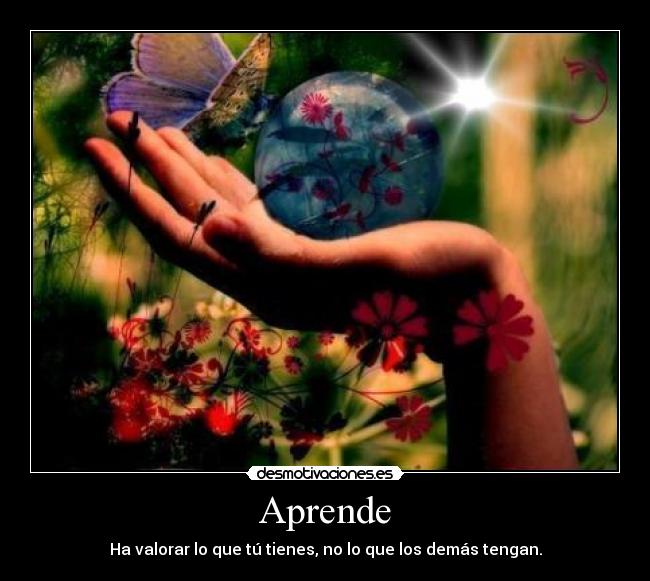 Aprende - Ha valorar lo que tú tienes, no lo que los demás tengan.