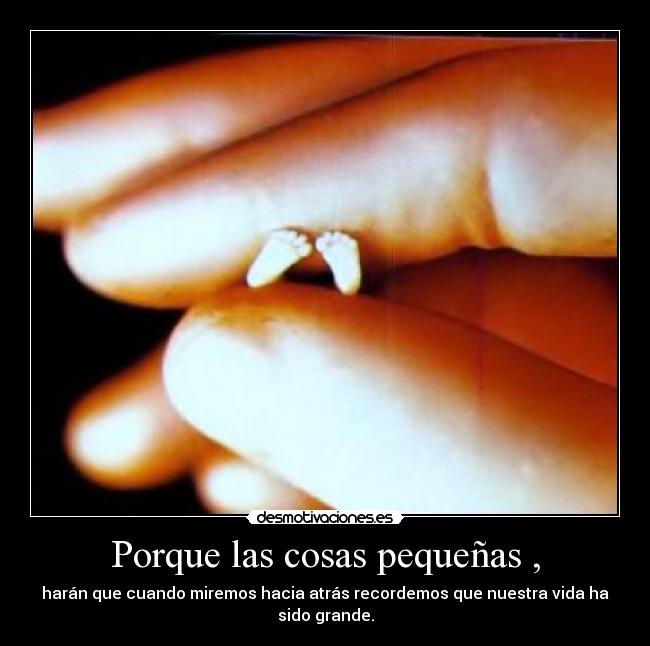 Porque las cosas pequeñas , - harán que cuando miremos hacia atrás recordemos que nuestra vida ha sido grande.