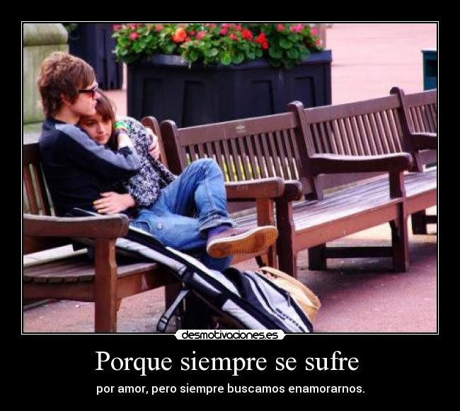 Porque siempre se sufre - por amor, pero siempre buscamos enamorarnos.