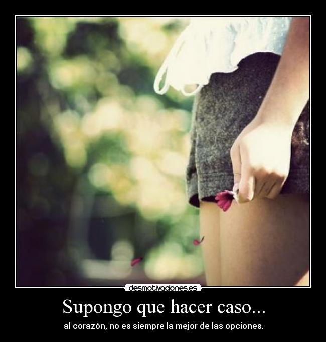 Supongo que hacer caso... - al corazón, no es siempre la mejor de las opciones.