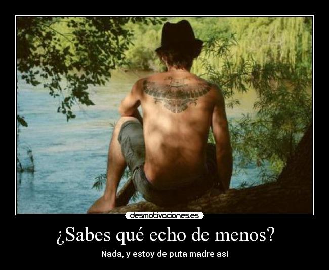 ¿Sabes qué echo de menos? - Nada, y estoy de puta madre así