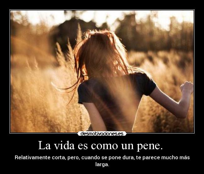 La vida es como un pene.  - Relativamente corta, pero, cuando se pone dura, te parece mucho más larga.