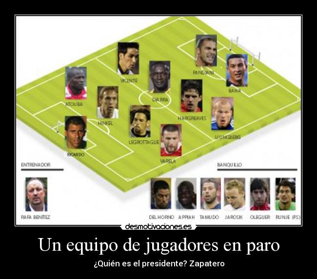 Un equipo de jugadores en paro - ¿Quién es el presidente? Zapatero