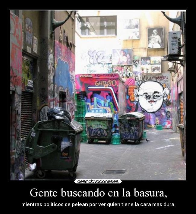 Gente buscando en la basura, - 