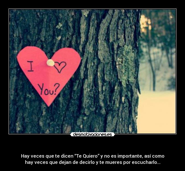 - Hay veces que te dicen “Te Quiero” y no es importante, así como
hay veces que dejan de decirlo y te mueres por escucharlo...