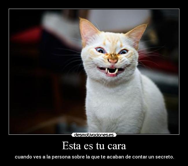 Esta es tu cara - cuando ves a la persona sobre la que te acaban de contar un secreto.