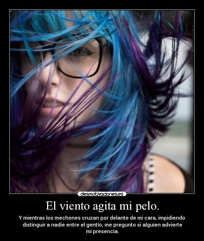 El viento agita mi pelo. -