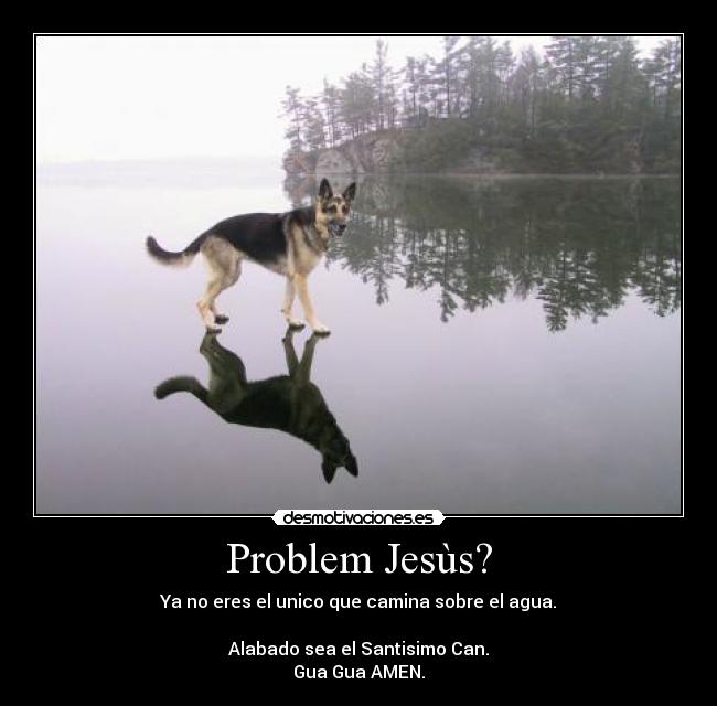 Problem Jesùs? - Ya no eres el unico que camina sobre el agua.
Alabado sea el Santisimo Can.
Gua Gua AMEN.