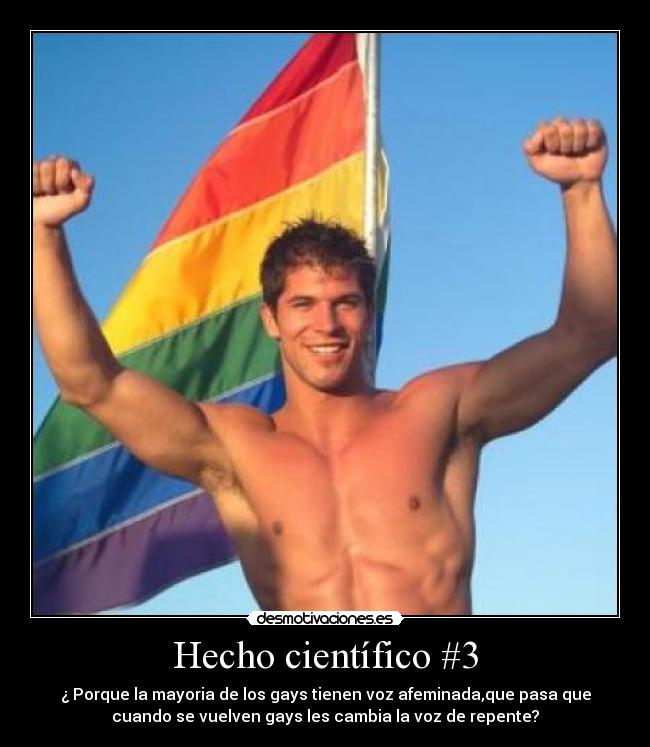 Hecho científico #3 - ¿ Porque la mayoria de los gays tienen voz afeminada,que pasa que
cuando se vuelven gays les cambia la voz de repente?