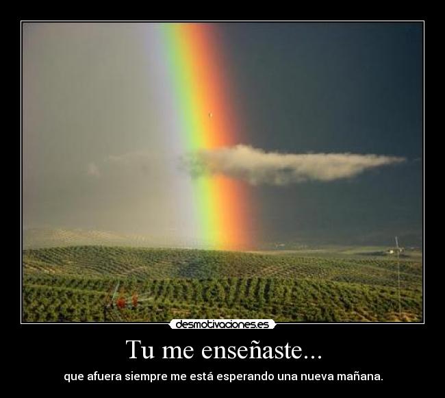 Tu me enseñaste... - que afuera siempre me está esperando una nueva mañana.