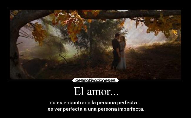 El amor... - no es encontrar a la persona perfecta...
es ver perfecta a una persona imperfecta.