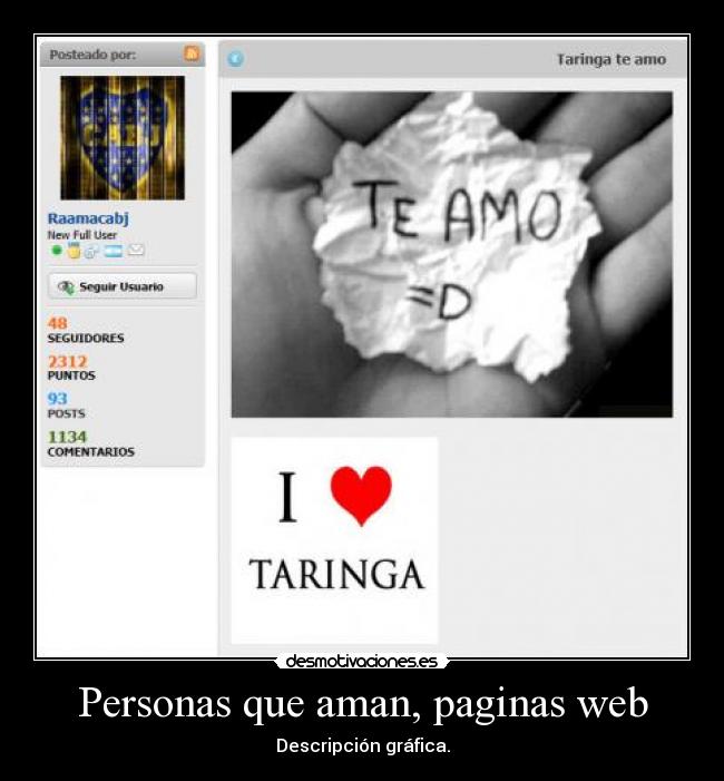 Personas que aman, paginas web - Descripción gráfica.