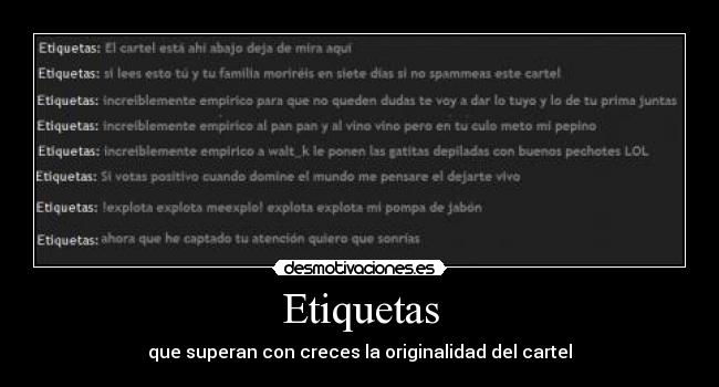 Etiquetas - que superan con creces la originalidad del cartel