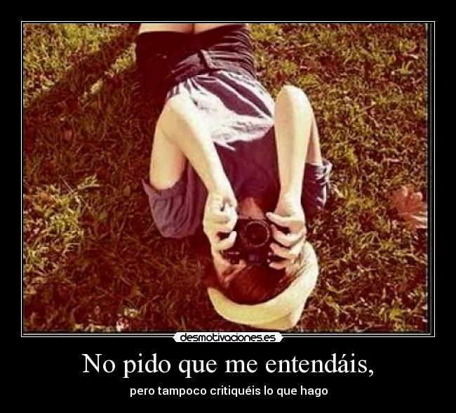 No pido que me entendáis, - pero tampoco critiquéis lo que hago