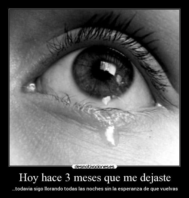 Hoy hace 3 meses que me dejaste - ...todavia sigo llorando todas las noches sin la esperanza de que vuelvas
